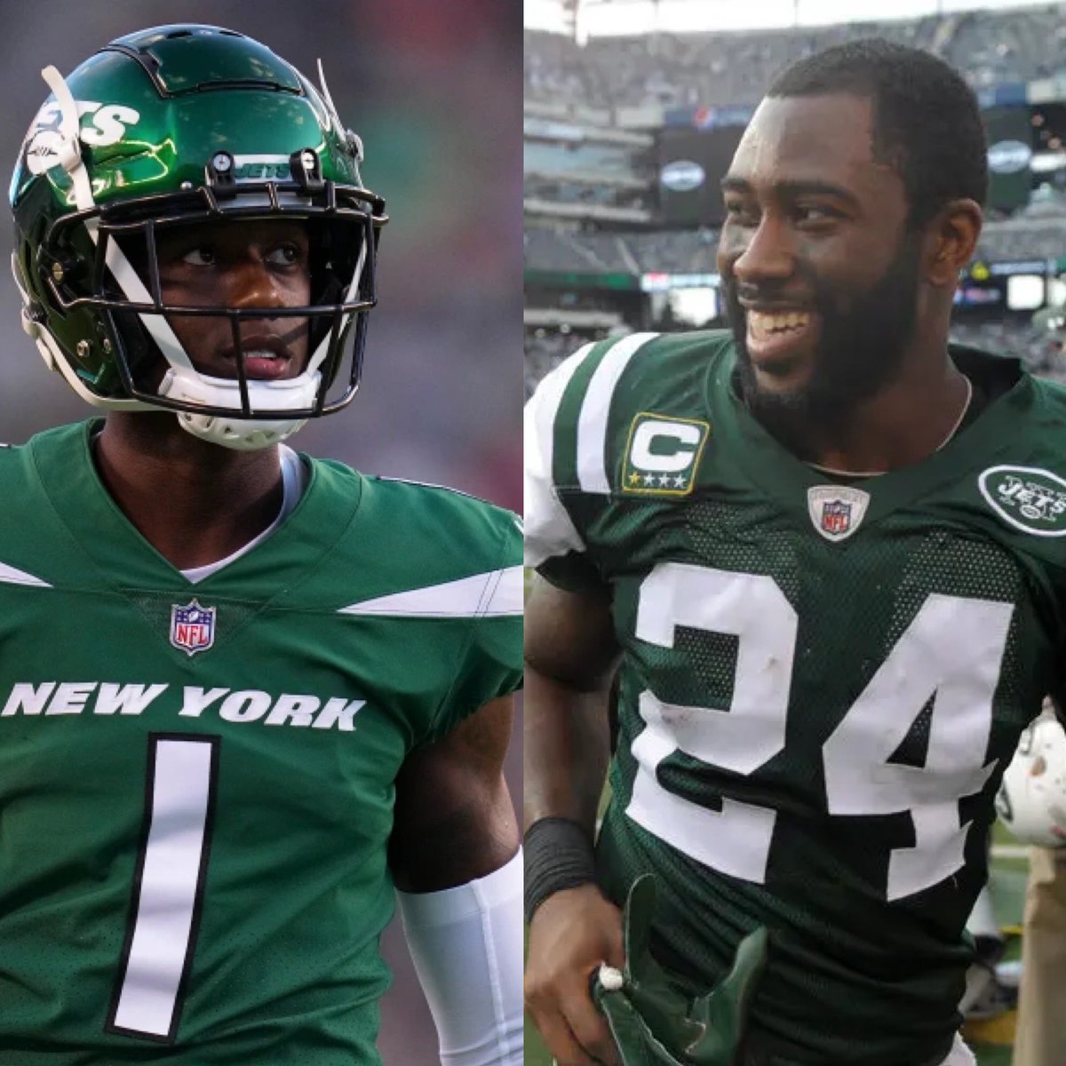 NYJets_Media's tweet photo. Darrelle Revis enters the Hall of Fame the same night Sauce Gardner wins Rookie of the Year 

Revis passes the torch to Sauce✈️ https://t.co/qHaBYxNrHF