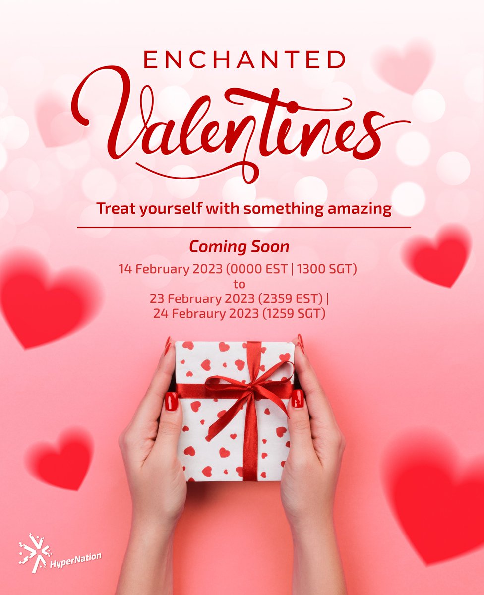 Enchanted Valentines🌹
The Perfect Gift for the Love of your Life💝

🗓Mark your Calendar🍫
14/02/2023 (00:00 EST)🕛
14/02/2023 (1300 SGT) 🕐
to
23/02/2023 (23:59 EST) 🕛
24/02/2023 (12:59 SGT) 🕐

Check here 🔽
❤️ h5.hypernation.io/landing ❤️