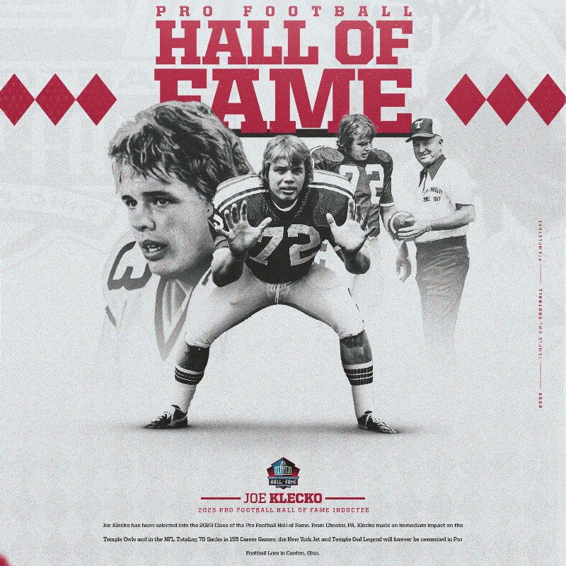 Temple_FB's tweet photo. Congratulations to former Temple defensive star Joe Klecko who is being inducted into the Pro Football Hall of Fame!

#TempleTUFF