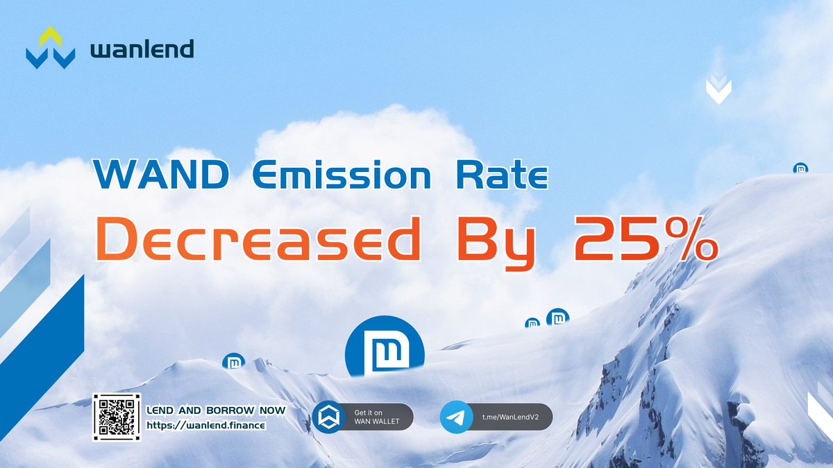 WanLend (@wanlend) on Twitter photo according to the $WAND Tokenomics & emissions schedule set forth in WanLend documentation.
Lend, borrow, earn #defi platform of cross-chain assets
after 6 months, the emission rate reduced by 25%. The rate changed this week.
#Wanchain #decentralized #permissionless #autonomous according to the $WAND Tokenomics & emissions schedule set forth in WanLend documentation.
Lend, borrow, earn #defi platform of cross-chain assets
after 6 months, the emission rate reduced by 25%. The rate changed this week.
#Wanchain #decentralized #permissionless #autonomous