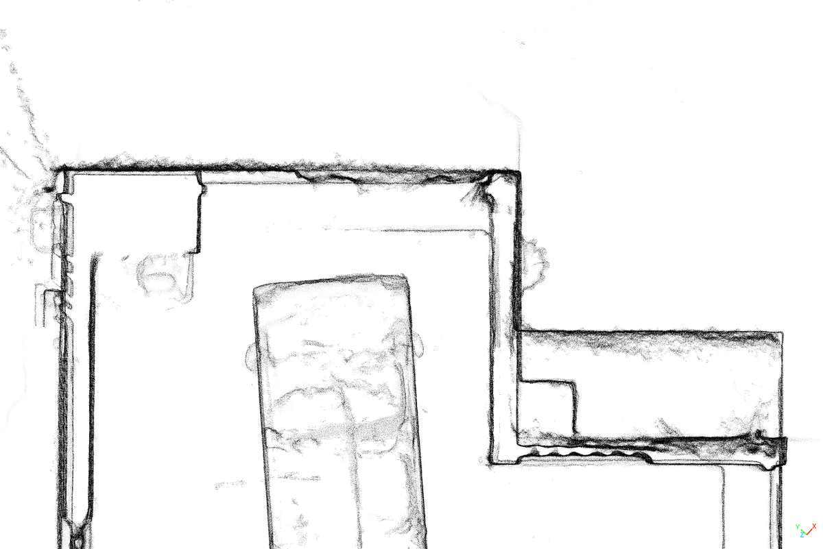 O_Hitsuji_san's tweet image. #pointprecise 点群の水平方向のバラツキは50mmのスライスで約30~50mm程度。
iOS LiDAR端末であればスケーリングできる。他の端末でキャプチャした動画でも、ブラウザ経由でアップロードすれば処理は可能とのこと。
また、ブラウザからUAV画像を流せば、オルソ画像を作成することもできる(tiff,kml)