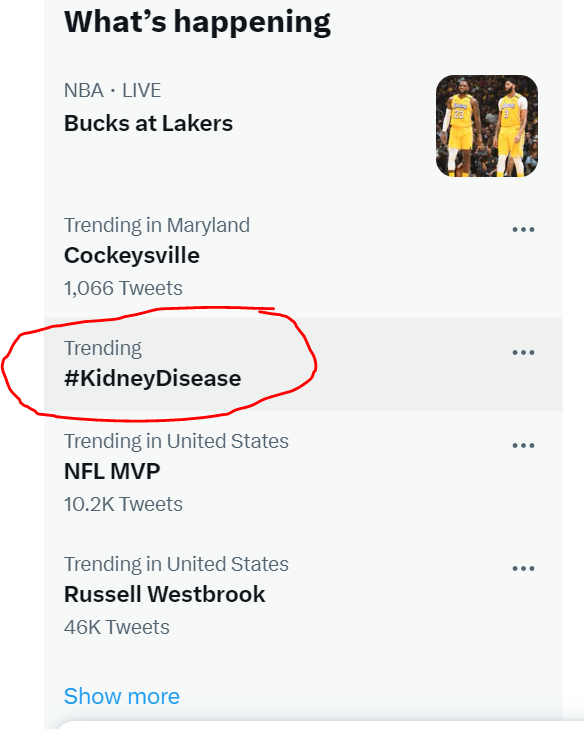 Not sure who we have to thank for #kidneydisease trending right now, but it seems like a great time to renew our calls for #KidneyEmojiNow !! Would be a lovely way to launch #NationalKidneyMonth (March)