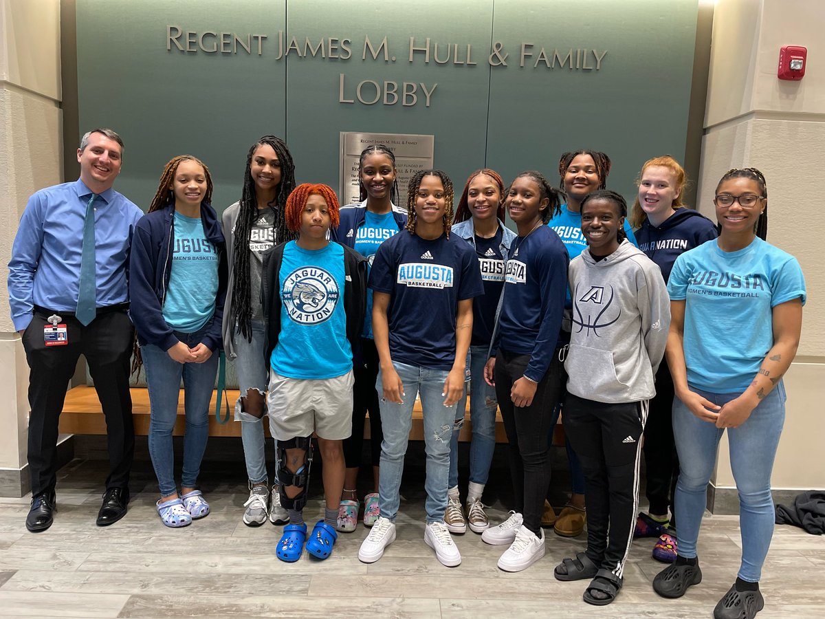 The team visited the Georgia Cancer Center today. 

Join us in our Cancer Awareness Pink Out Game Saturday Feb 11 at 1:30PM against Young Harris College! Wear your Pink!!