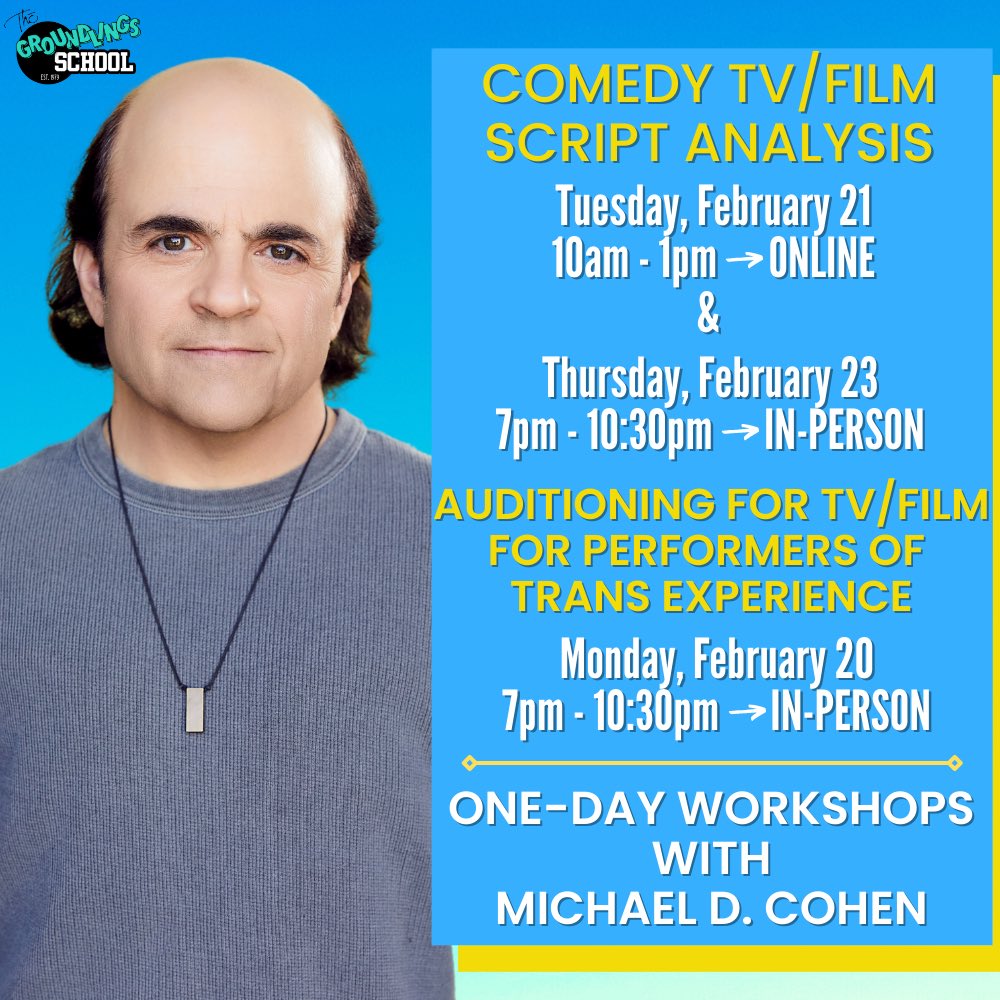 I’m excited to be teaching some classes in February at @groundlings school. Comedy script analysis open to all actors,  & also an Audition class specifically for performers of #trans  experience. #actingclasses #comedyacting @transhollywood @transfilmcenter