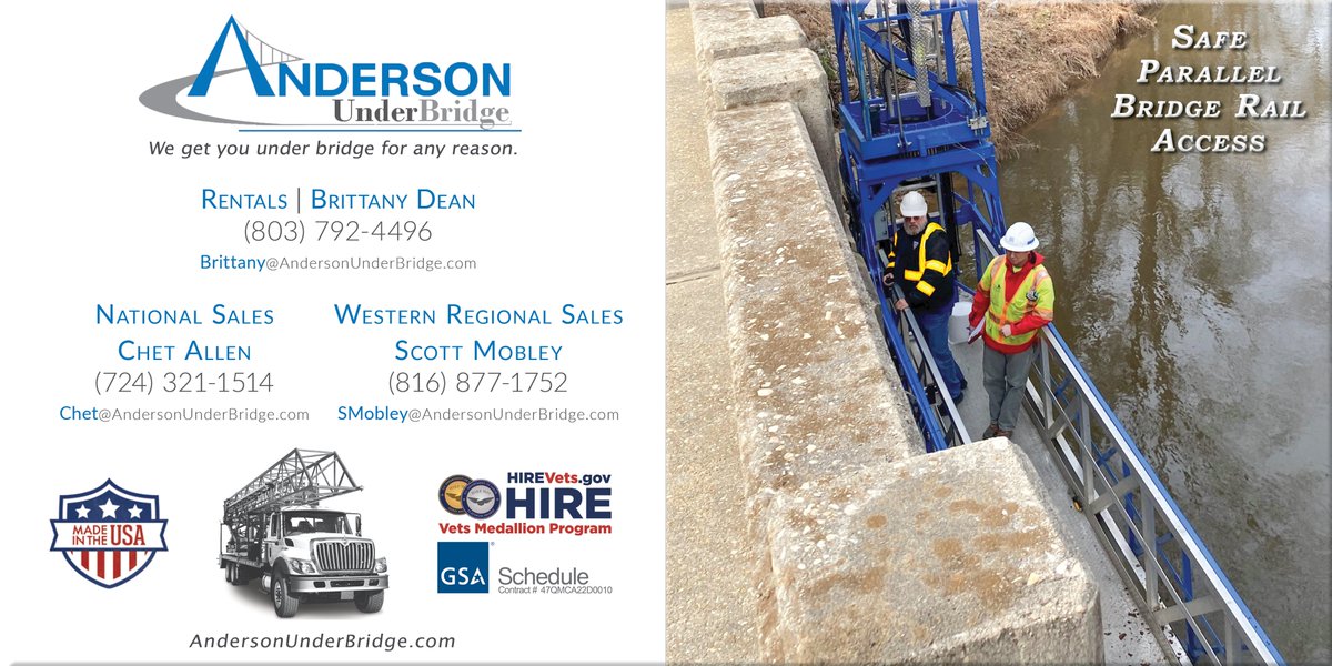 Anderson_UB's tweet photo. Known for delivering safe #UnderBridgeAccess, #AndersonUnderBridge also positions crews safely alongside bridge rails. Whether you are working on structural repairs, utility lines, or inspections, Anderson UnderBridge positions you right where you need to work. #HydraPlatform https://t.co/F3rBv52Zzm
