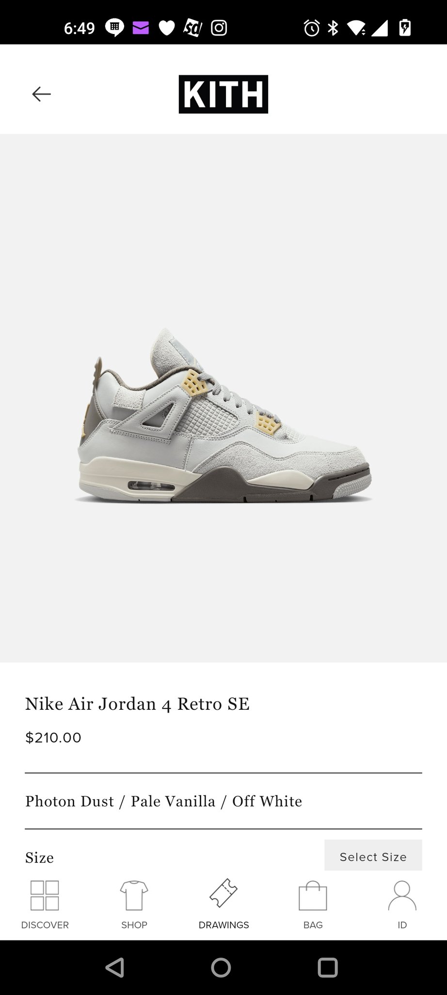 Kith off white best sale raffle