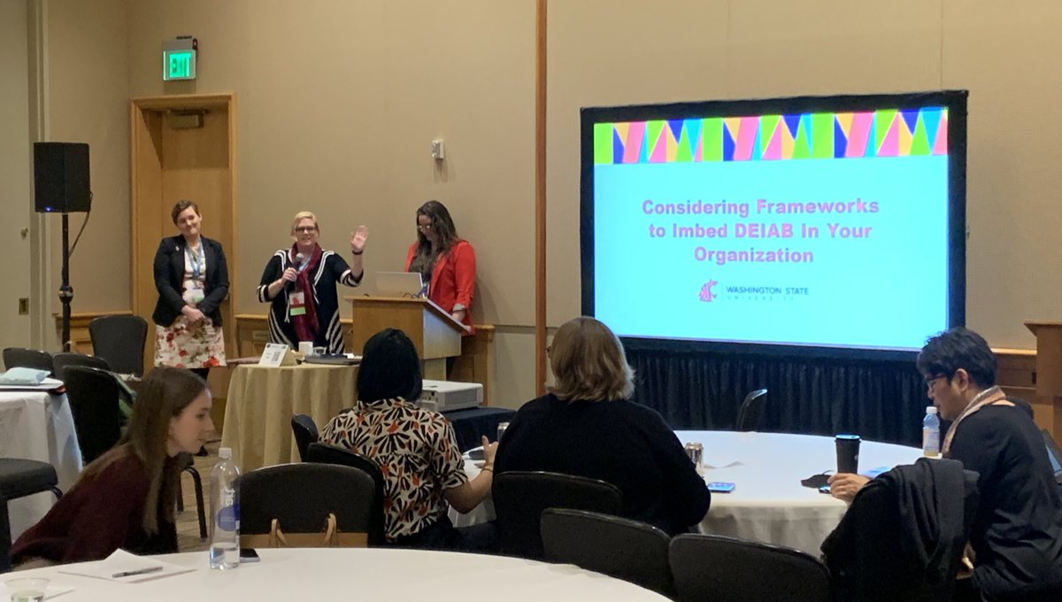 WSUFoundation's tweet photo. And we’re off! Kelly Welch (@WSUFoundation), Christie Cotterill (@WSUvetmed), and Camille Vaughn (@MurrowCollege) present on WSU Advancement’s #DEIAB journey. 👏 

@CASEDistrict8 | @CASEAdvance 
#CASE8 | #CASE8Conf https://t.co/scRFd8vNup