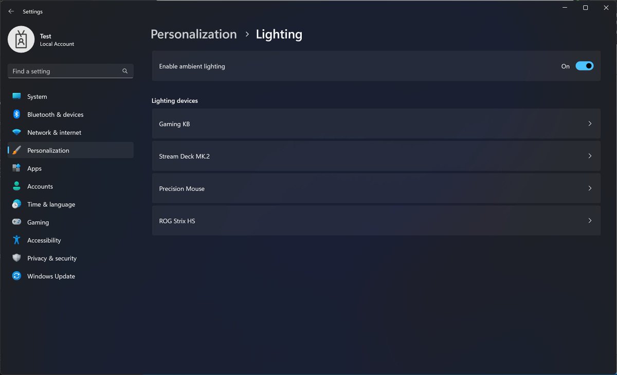 thebookisclosed's tweet photo. New settings for device lighting make an appearance in build 25295. Is this the beginning of the end for low quality RGB gamer gear apps? 🎮 The spec for this is from 2018 and references to the feature have been around for years. Not cancelled after all 🥳
https://t.co/oG4JbKsoeB https://t.co/bMtxCH8REo