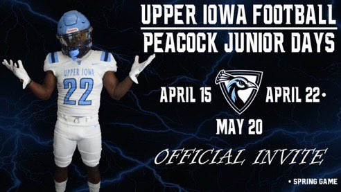 Thankful for a Junior day invite from <a href="/CoachParling/">Heath Parling</a> and <a href="/Upper_Iowa_FB/">Upper Iowa Football</a>.