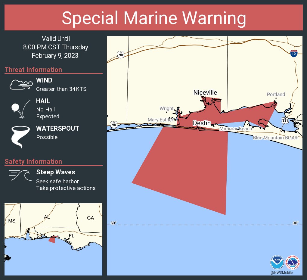 NWS Mobile on Twitter "Special Marine Warning including the Coastal