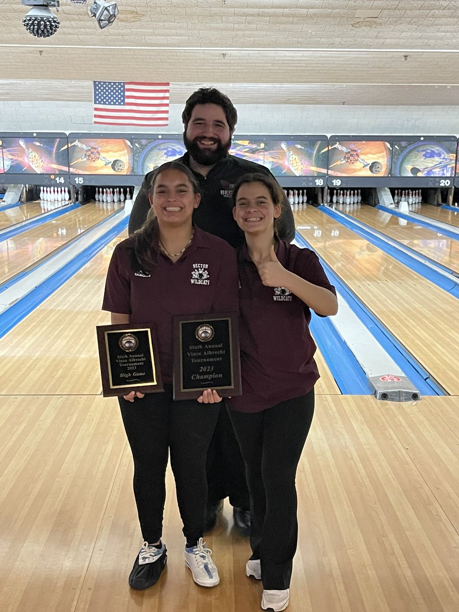 Congratulations to Leah Rodriguez for becoming the champion of the Vince Albrecht Tournament! Leah bowled against every girl in the entire NJIC and came in first place with a high game of 223! #1 on the lanes, #1 in our hearts! #GoWildcats #BectonsBest #Bowling