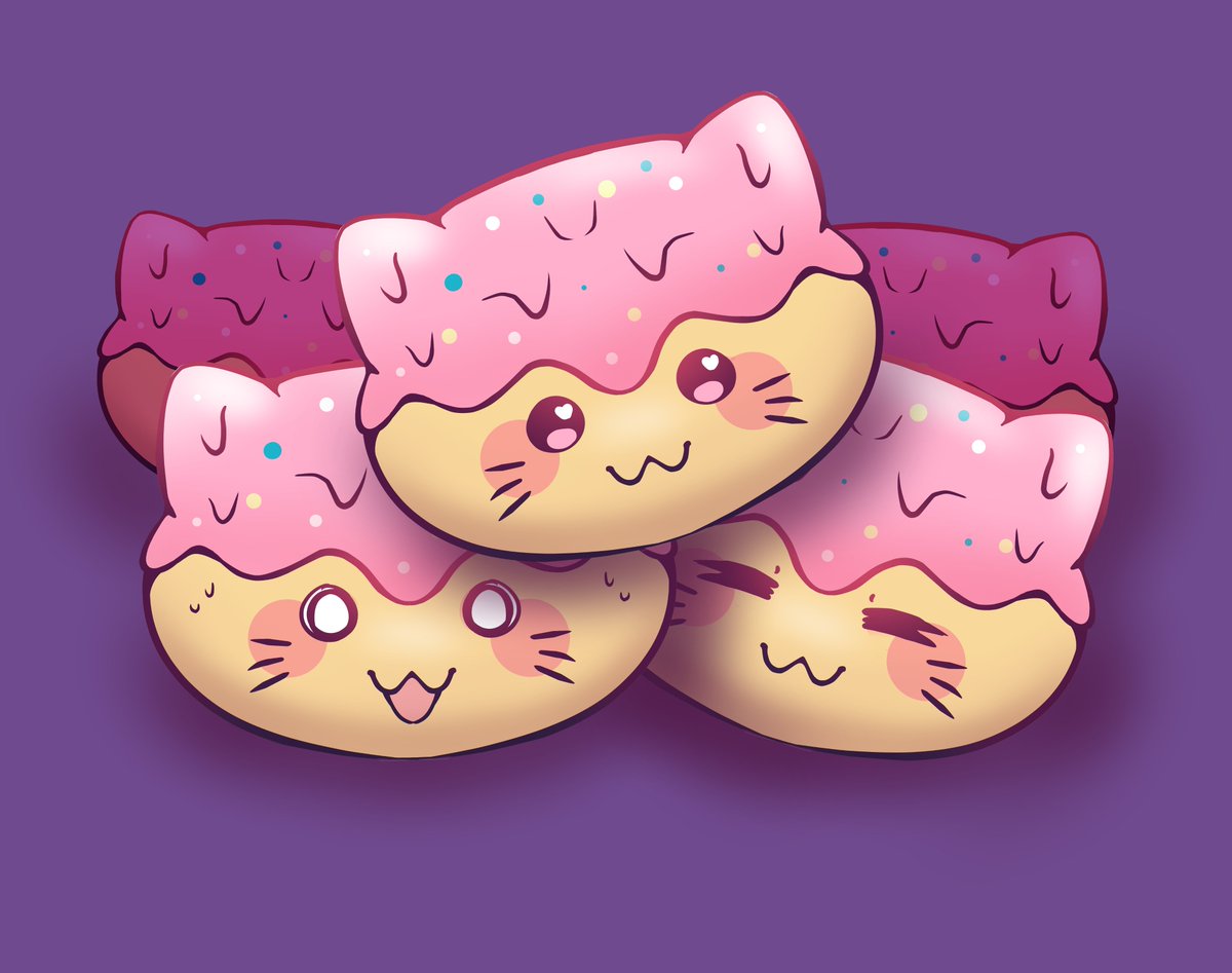 Strawberry Cat Donuts! 😋

#cute #kawaii #donut #digitalart #originalwork #pastel