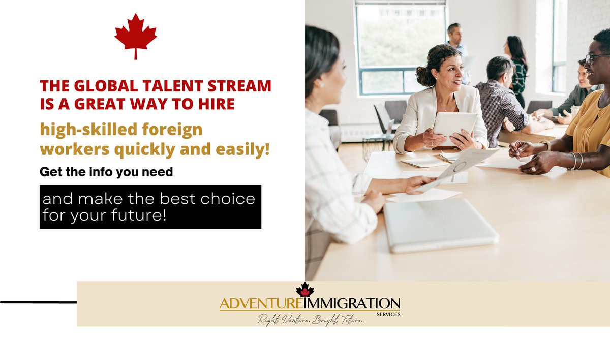 AdventureImm's tweet photo. 🇨🇦The Global Talent Stream is a great way to hire high-skilled foreign workers quickly and easily!🇨🇦
Canada has made it easier than ever to bring in the talent you need without the hassle.
Find out more now!
#GlobalTalentStream #hireforeignworker #Canadajobs ✨🇨🇦✅ https://t.co/pNhmanp52K