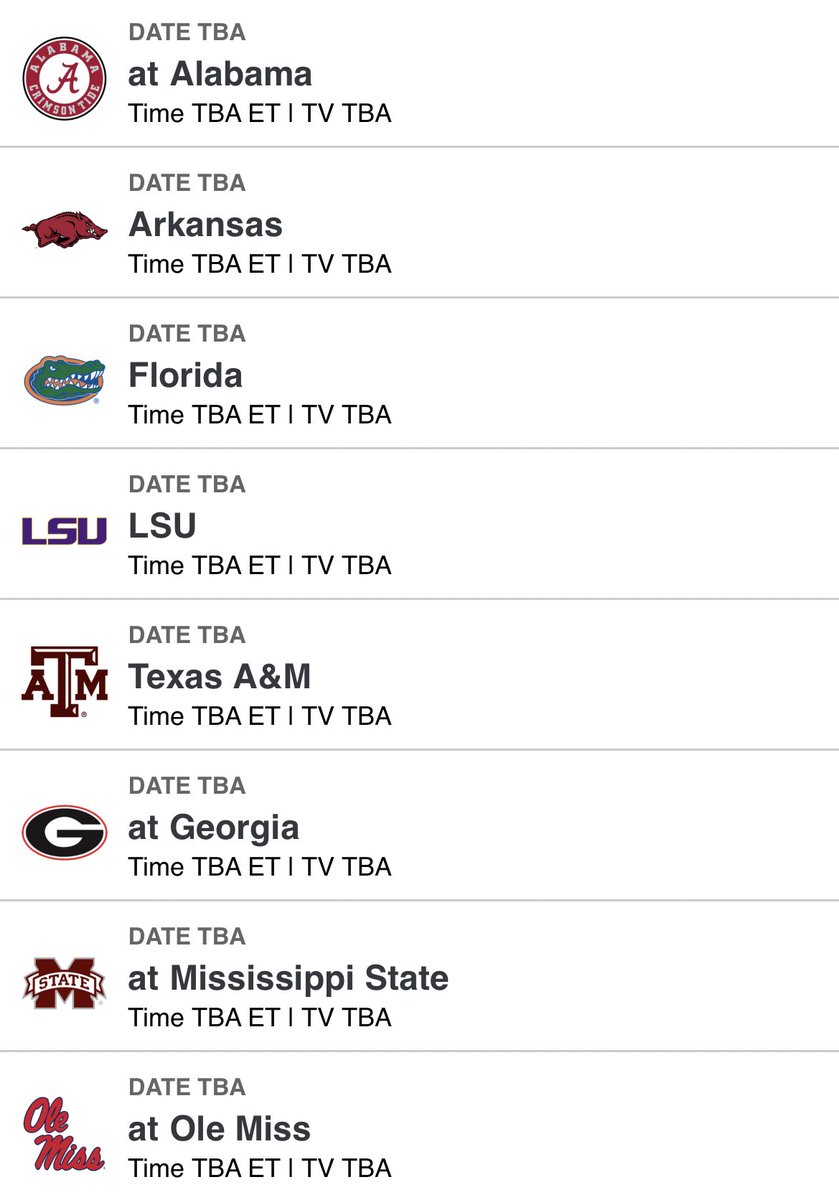 Nathan King on Twitter "Here’s Auburn’s 2024 SEC schedule. Don’t get