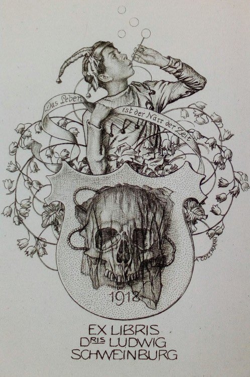 mcapitu2's tweet photo. Alfred Cossmann
Ex libris Ludwig Schweinburg, 1918
"Das Leben ist der Narr der Zeit"
#exlibris #cossmann #schweinburg https://t.co/ervdEbLsrL