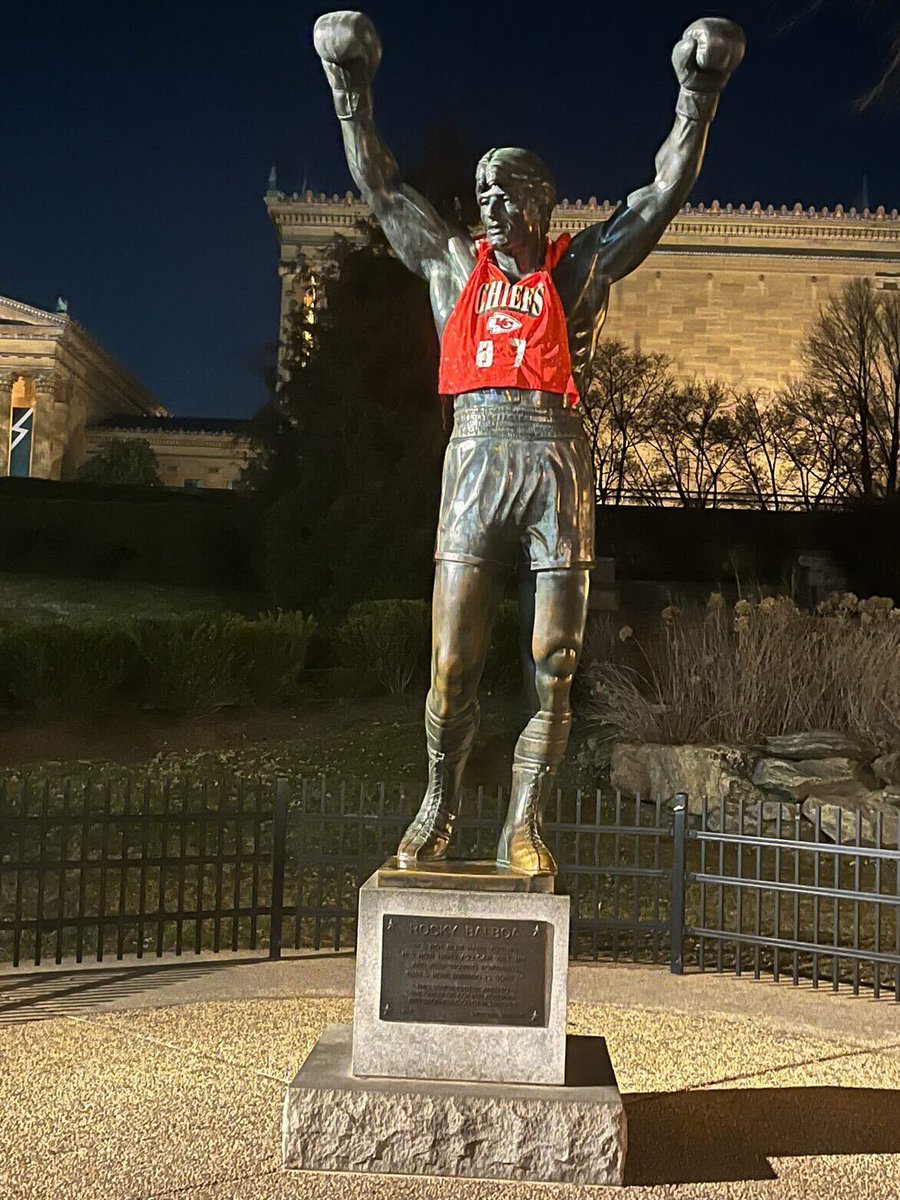 SInow's tweet photo. Putting jerseys on the Rocky Statue hasn't worked out in the past 😬

Will the curse continue? https://t.co/bAcQsEPCvI