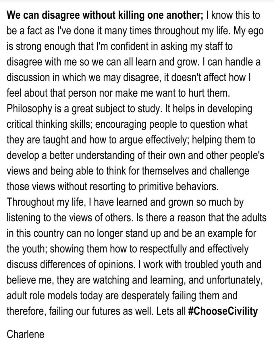 1charlene's tweet photo. Just agree to disagree. #ChooseCivility #respect #compassion #RoleModel https://t.co/EV2fMekWds