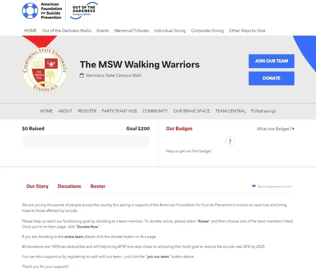 mswstanstate's tweet photo. Register to join our MSW OOTD Campus Walk team! Register and join other students in the MSW program at this wonderful event! For more information, contact Ale Rosas (arosas12@csustan.edu)

Link: https://t.co/JSqUrE1Mgs https://t.co/0ApLkEmL4U