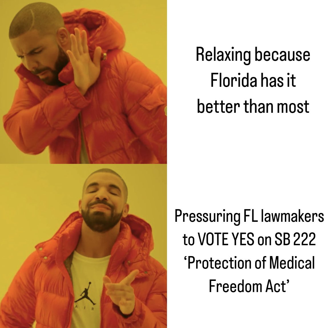 JustinWeRchange's tweet photo. Protection of #MedicalFreedom Act
🚨 SB 222 / HB 305 🚨 #Florida
#NoMandates #NoDiscrimination
#NoPassports #NoTracking
@unhealthytruth @ReOpenChris @DC_Draino @maija_hahn @erin_bsn
@drsimonegold @Amothersanthem https://t.co/RHwqS90u1S