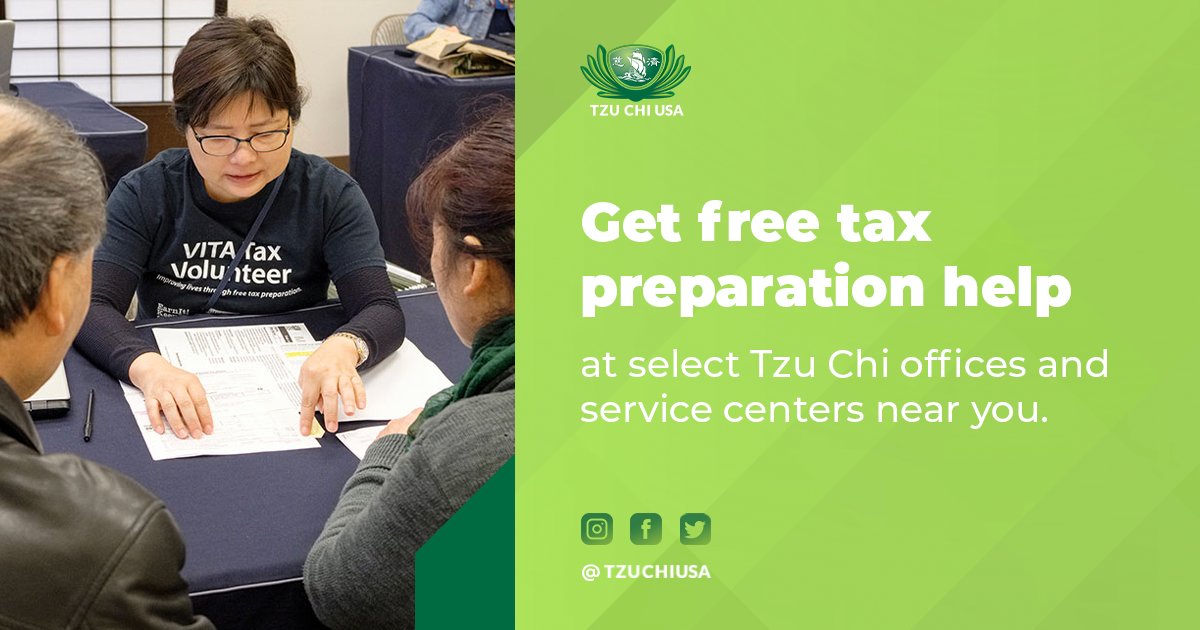 TzuChiUSA's tweet photo. This weekend, let #TzuChiVolunteers help you navigate your income tax returns for free. See if you qualify and visit https://t.co/NgHxk2eVIy for full list of locations:  https://t.co/NgHxk2eVIy #IncomeTaxPrep #FreeTaxPrep #FileYourTaxes #TaxesSimplified #IncomeTaxSeason https://t.co/MdN9vJ2xN8