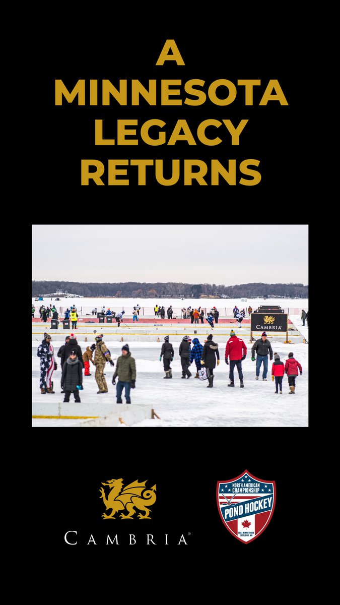 TedAdams62's tweet photo. @CambriaSurfaces is the title sponsor once again for the 2023 North American Pond Hockey Championship tournament.

Hometown craftsmanship hosts serious sportsmanship on the shores of Lake Minnetonka February 9–12. See more: https://t.co/PGI2i87HWn https://t.co/8Ibqll8vYg