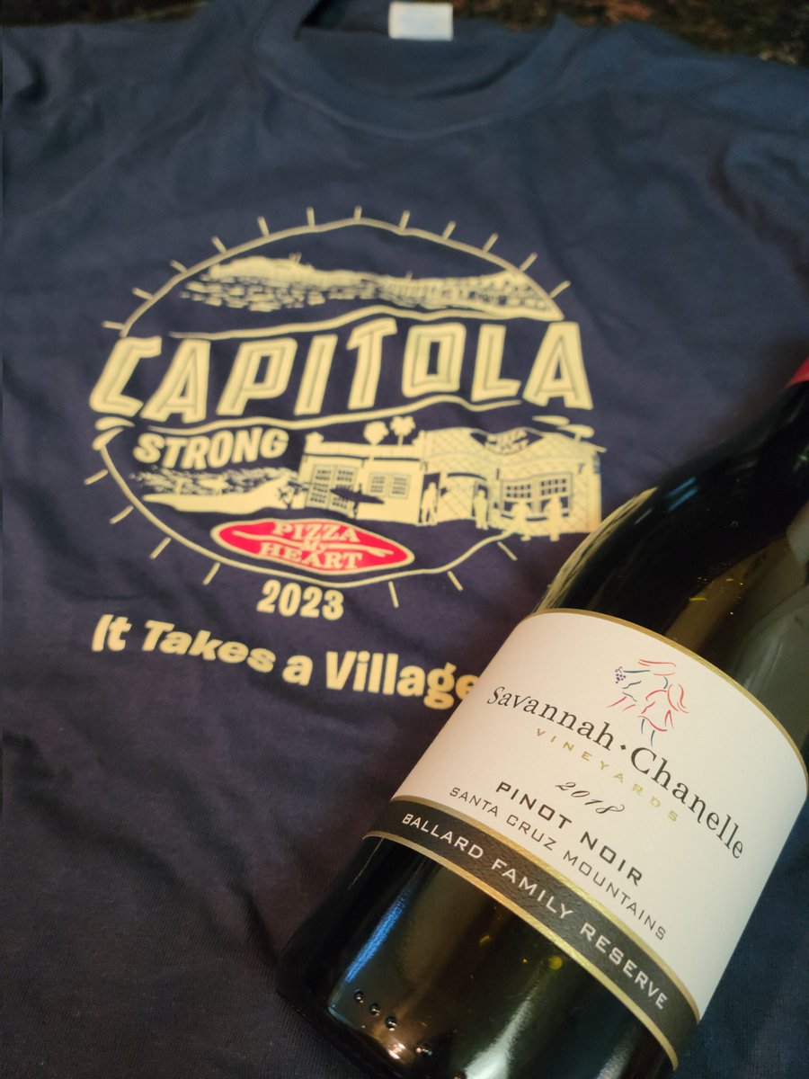 jflorez's tweet photo. @_drazzari @MontereyWines @boozychef @Kerryloves2trvl @AskRobY @NationalDayCal @LadyCarolineLin @FoodTravelist @PizzaMyHeart @grapelive @joneill55 @rr_pirate @kiwiandkoala @allison_wallace @MsPullThatCork No pizza here tonight, Dave, but check back tomorrow. Instead, on #NationalPizzaDay I'm supporting @PizzaMyHeart with their "It Takes A Village" t-shirt, and will be opening this local Santa Cruz Mountains Pinot from @SavChanelle. #CapitolaStrong https://t.co/15W4IIHbzV