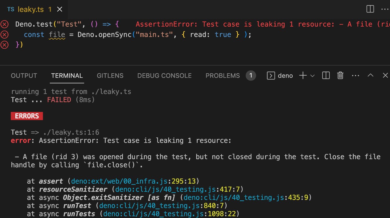 Deno on Twitter "Did you know Deno tests can also detect leaky
