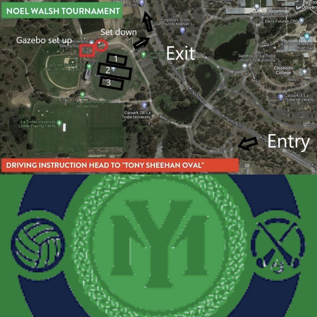 The Noel Walsh Tournament will be played in LaTrobe Uni at the Tony Sheehan Oval. The tournament will run from 9:30am to 4:30pm, please arrive around 9am to ensure that we have all teams before the first game. All player must be wearing a mouth guard whilst playing.