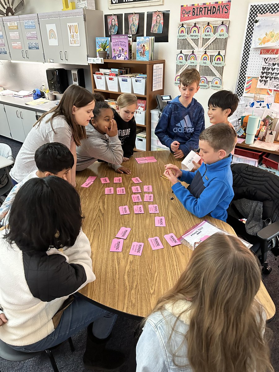 Our context clues game at teacher table has been so much fun this week! This was a special moment of serious engagement I caught as a couple of my students took over. Great job teaching boys! 💙 #walstars