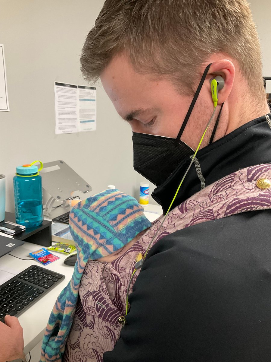 Prevail_PT's tweet photo. Every work station needs one of these! Our amazing PT Matt doing it well! 

#family #worklifebalance #paperwork #newbornlife #naptime https://t.co/JHDbkKkF75