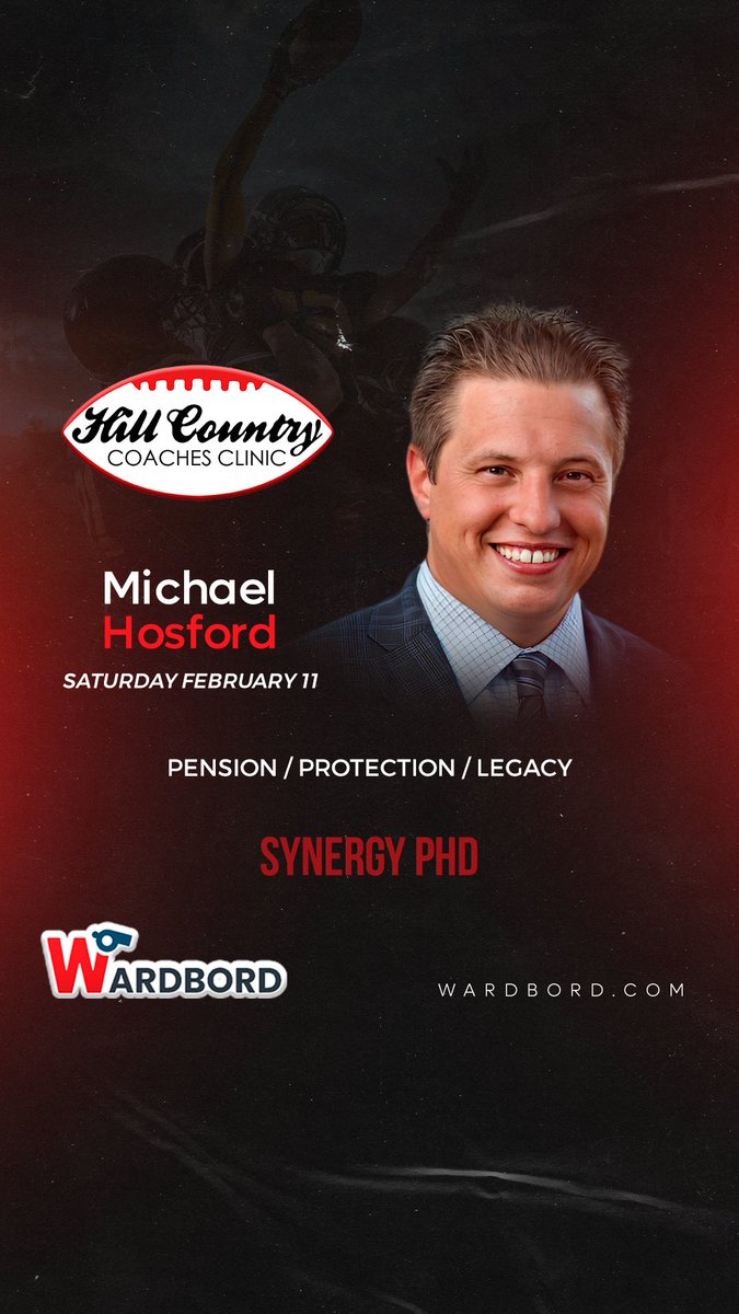 Wardbord_'s tweet photo. Come see Coach Michael Hosford at the Hill Country Football Clinic February 10 and 11!

@hillcountrycc 
@SynergyPro7 

#highschoolfootball #txhsfootball #wardbord #fridaynightlights #hillcountrycoachesclinic https://t.co/sTC179DhKt