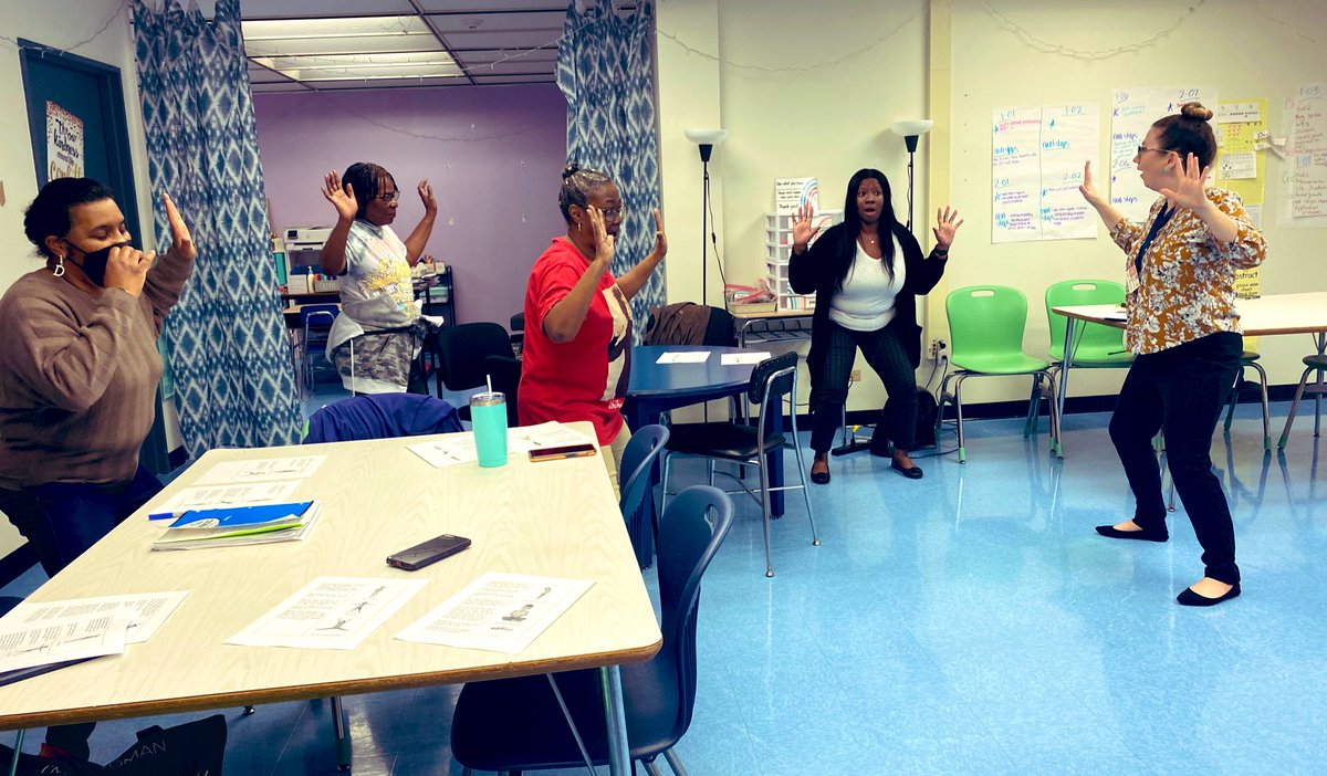 cmbradybrooks's tweet photo. All smiles during our @moraviapark_105 Yoga Stories Training today with our Pre-Kinder para-educators 📚🧘🏾‍♀️looking forward to full Pre-Kinder implementation with our students in March &amp; for the opportunities across contents 😍 #CLN3theplacetobe @greatfuturesbal @BaltSEL https://t.co/b3EZZ0Q8zy