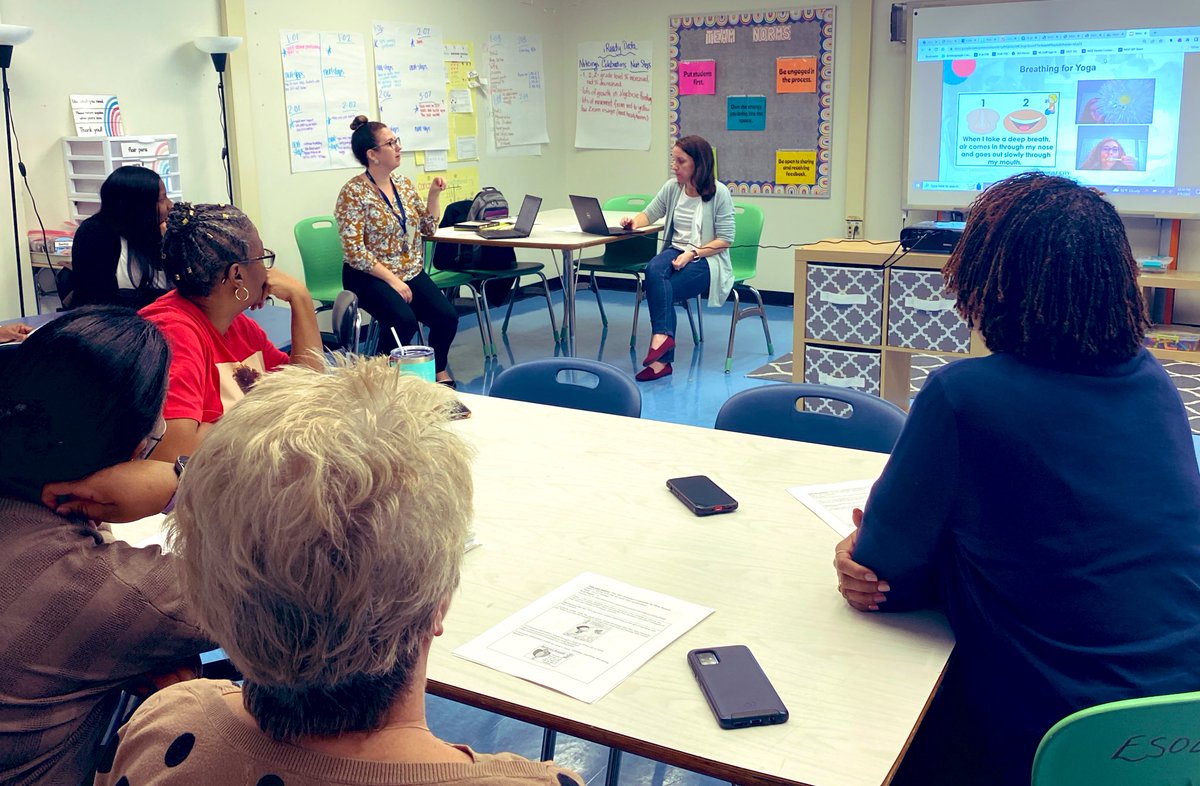 cmbradybrooks's tweet photo. All smiles during our @moraviapark_105 Yoga Stories Training today with our Pre-Kinder para-educators 📚🧘🏾‍♀️looking forward to full Pre-Kinder implementation with our students in March &amp; for the opportunities across contents 😍 #CLN3theplacetobe @greatfuturesbal @BaltSEL https://t.co/b3EZZ0Q8zy