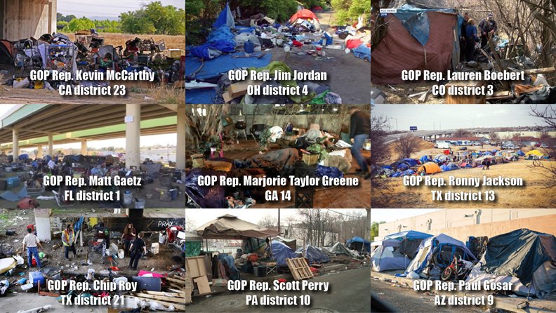 45bestwords's tweet photo. Next time you hear Republicans rail at Dems + homelessness in "liberal' cities...
The #GOP has their fair share of poverty + homelessness + they're not doing a single thing to help stop it.
The GOP are #Hypocrites.
Blame others for their failed policies!
This is Trickle down! https://t.co/x0hW2qEyTp