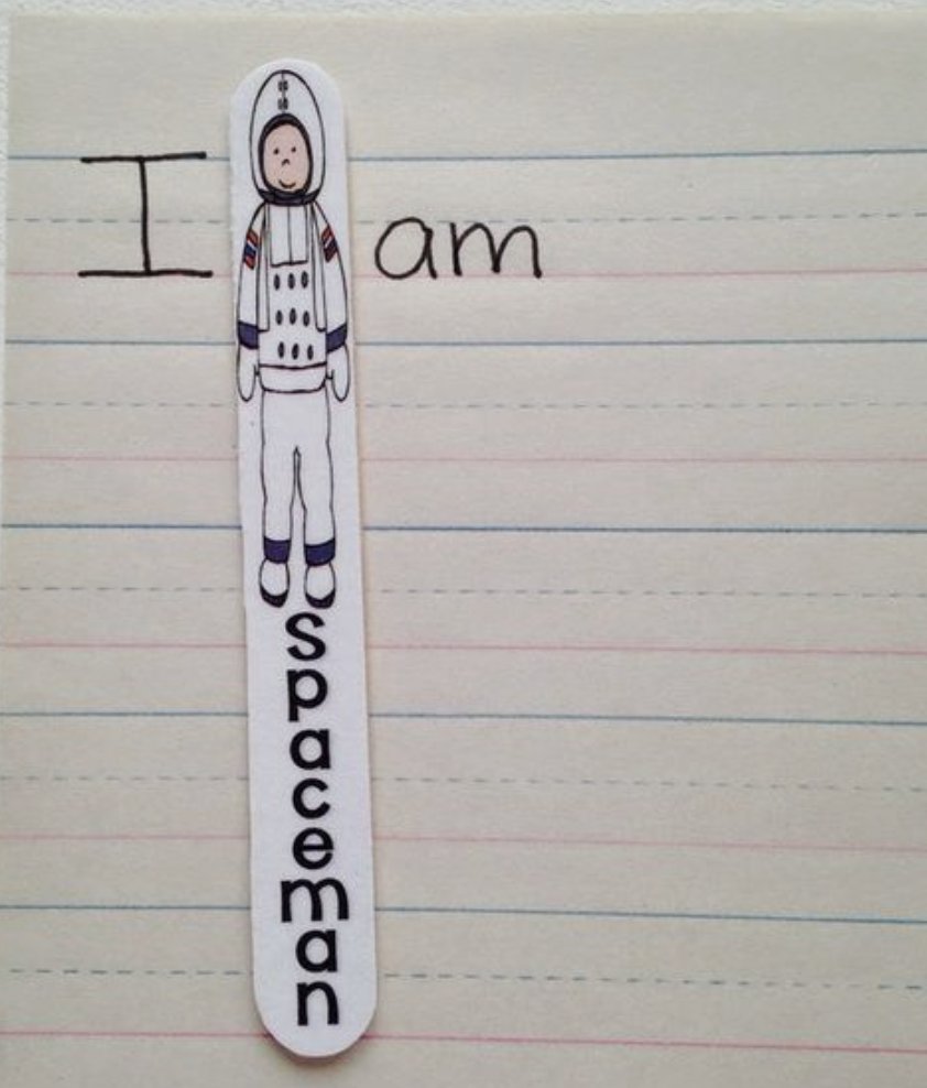 Spaceman writing tool! 🚀 An accommodation tool to guide students to space out words and ensuring writing is clear and readable. As students fine motor skills are developing in younger grades it is important to provide writing supports! <a href="/PJLanguageArts/">PJ Language Arts Methodology UWindsor</a>