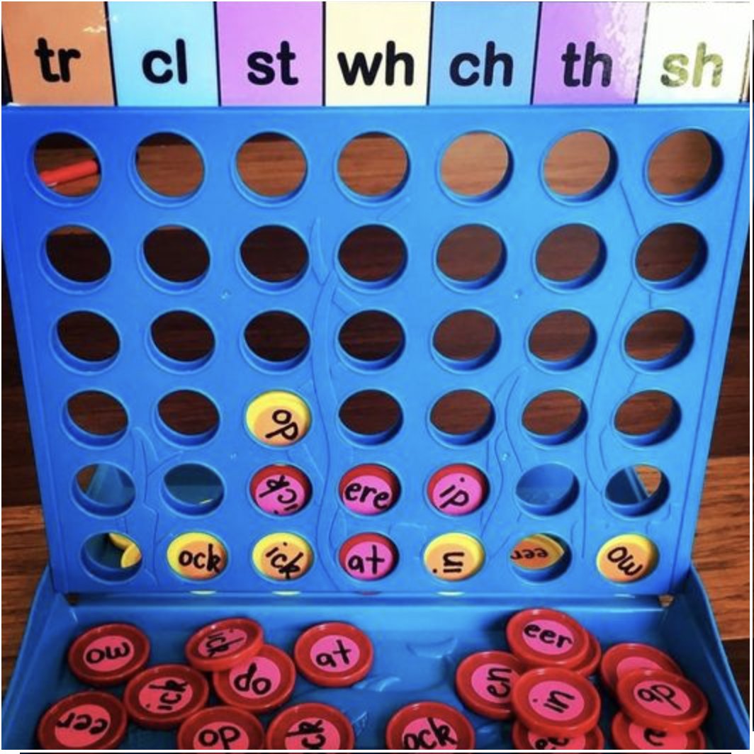 Connect 4 game with a mix of literacy! A creative idea to have students match the word endings to digraphs and blends to form a word. <a href="/PJLanguageArts/">PJ Language Arts Methodology UWindsor</a>