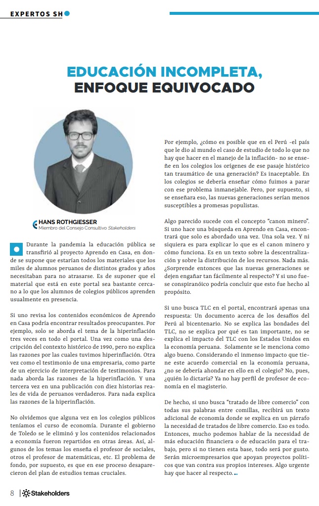 mildemonios's tweet photo. #columna Revista Stakeholders: Graves problemas con la educación en temas económicos en los colegios públicos. Después no nos quejemos. #educación #educacióneconómica #educaciónfinanciera #hiperinflación https://t.co/w2zJ8BWd0Q