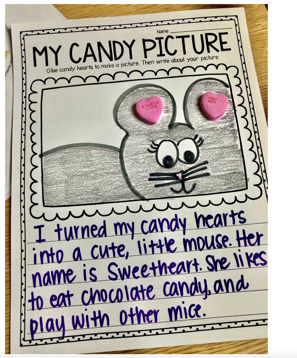 A creative writing activity to allow students to draw a picture with valentine's candies and use students imagination to write a story or description along with their artwork. Happy Valentine's Day 💕 <a href="/PJLanguageArts/">PJ Language Arts Methodology UWindsor</a>