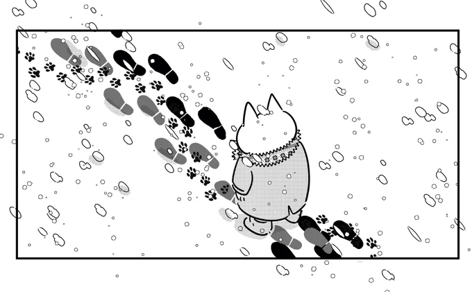 こちらもめっちゃ雪です。。足元に気をつけて👣
#絵日記 