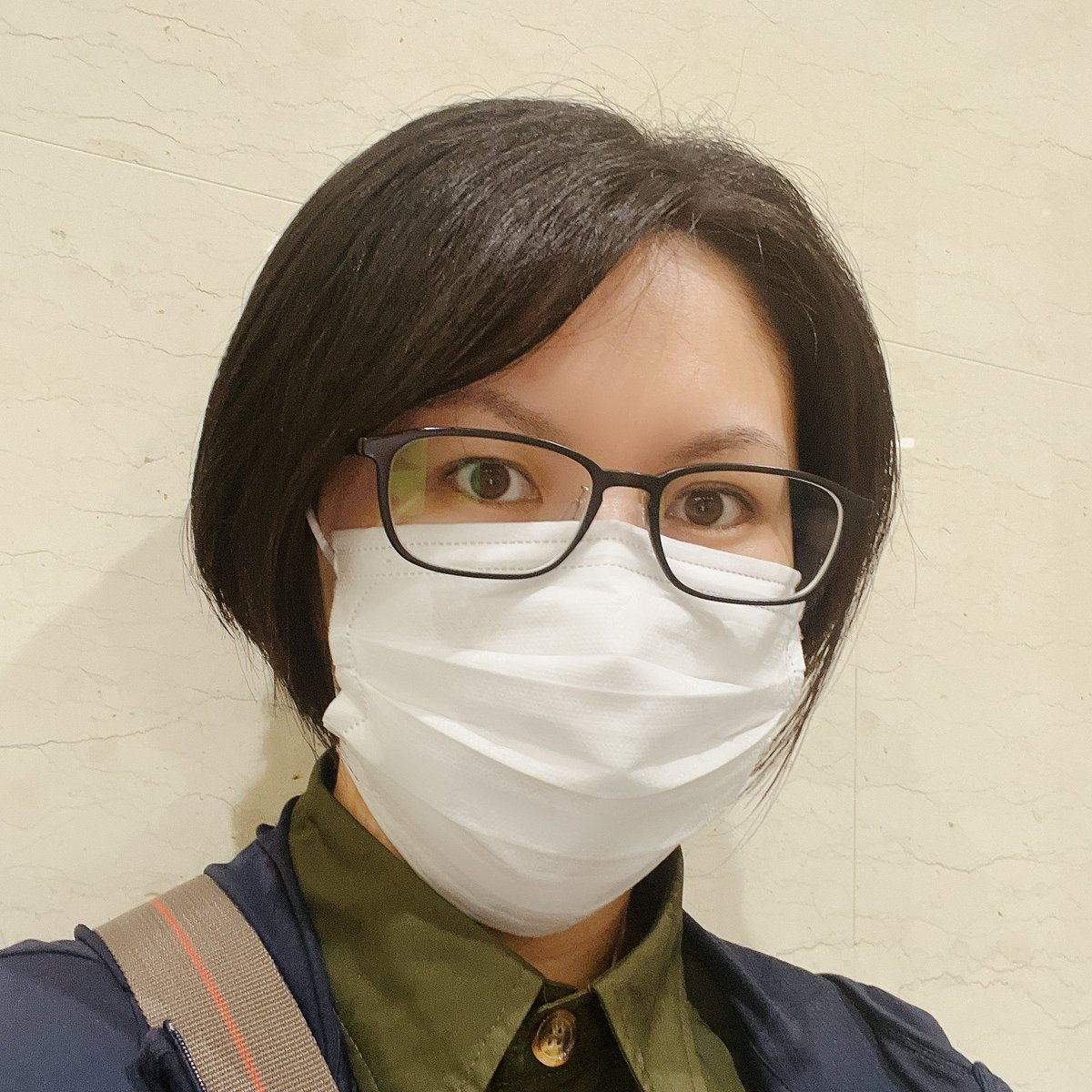 solo 1girl glasses mask mouth mask short hair looking at viewer  illustration images