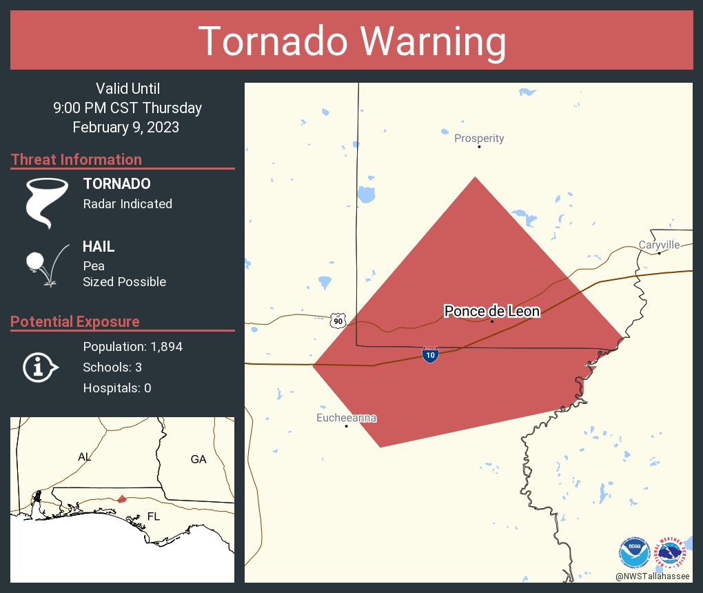 NWS Tornado on Twitter "Tornado Warning continues for Ponce de Leon FL