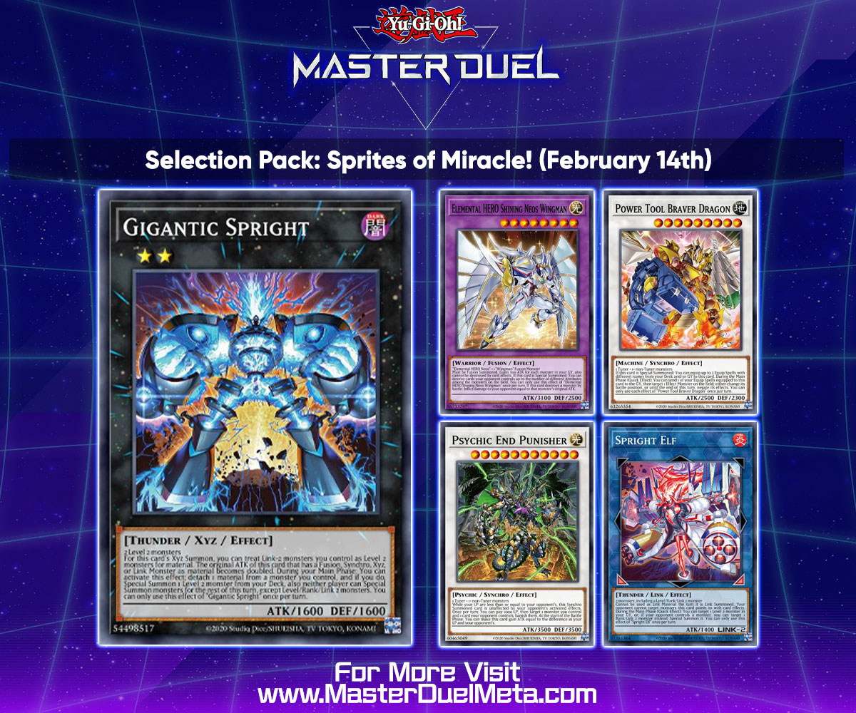 Selection Pack: Sprites of Miracle has been officially announced for  release on February 14th! New Spright, HERO, Morphtronic and P.U.N.K cards  take center stage! More Details: https://t.co/d81c3mRe9G #MasterDuel #YuGiOh  #YuGiOhMasterDuel # ...