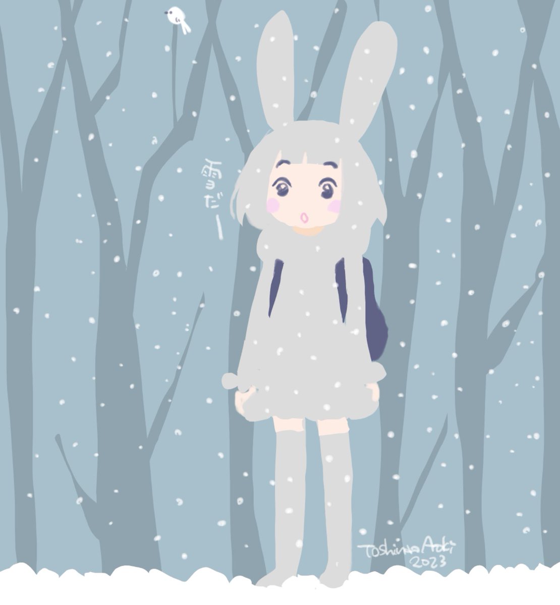 「雪だー 」|青木俊直:Toshinao Aokiのイラスト