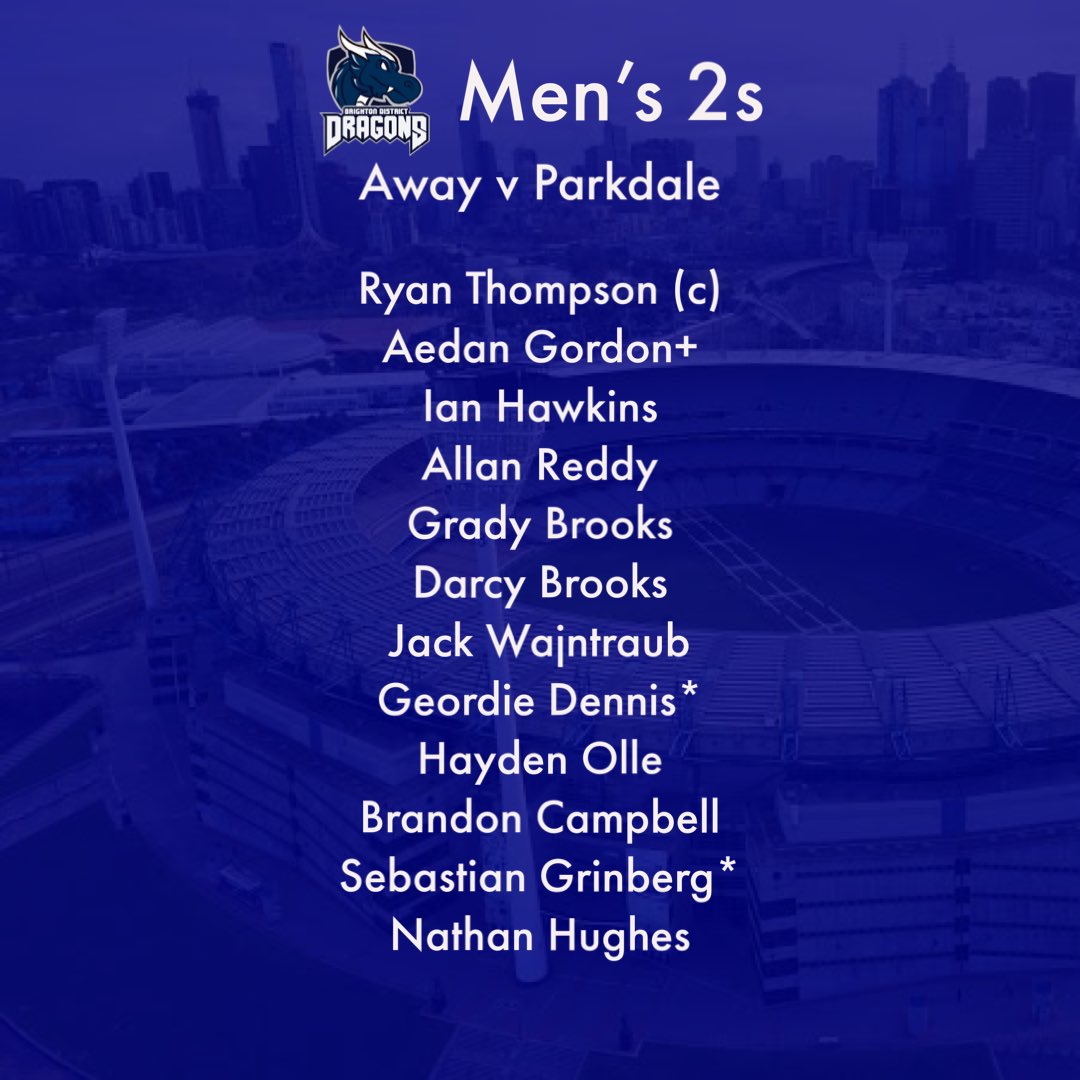 Teams for this weekend!

Once again 6 teams up, 2 debutants in the 2s and one in the 1s, congratulations Phil, Seb, and Geordie!

Let’s go Dragons!!

More teams on our other socials.