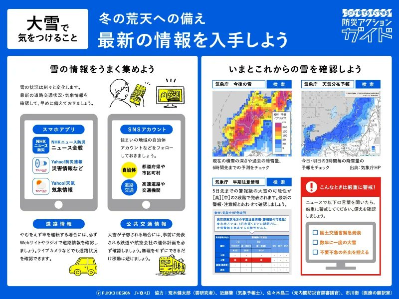 kawabou's tweet photo. 【東京に大雪警報発令】
不要不急の外出はなるべくさけたほうがいいですね。
雪に対する備え、まとまっています。
これをみて、慌てて車のワイパーを立てました。
#fukkodesign https://t.co/oAcutVVBac