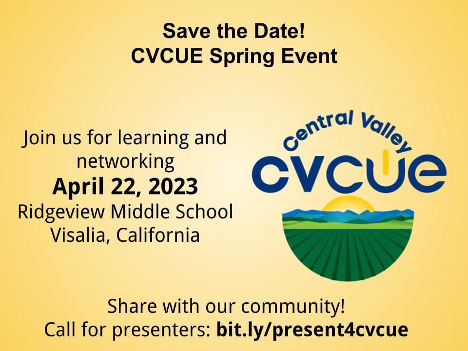Come present at our CV CUE event in April! bit.ly/present4cvcue