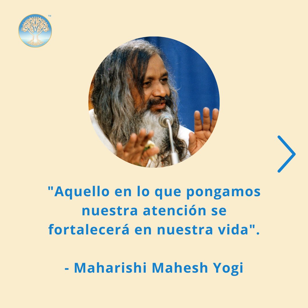 mtoficialmexico's tweet photo. "Aquello en lo que pongamos nuestra atención se fortalecerá en nuestra vida"
-Maharishi Mahesh Yogi
#meditaciontrascendental #maharishimaheshyogi #trascender #meditacionenespañol #aprenderameditar #conciencia #claridadmental #estabilidademocional #armonia #atencion https://t.co/vq0mKhy8lJ