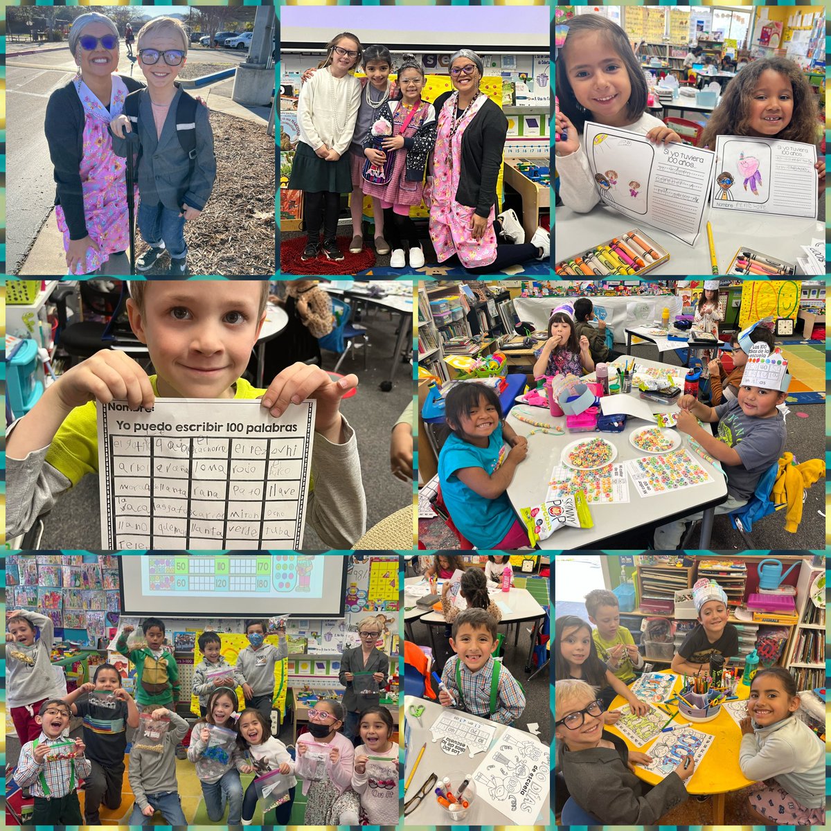 100 days of learning @BosLangAcademy !!! Its not 100 days without a cereal necklace in kinder!So many fun activities & smiles:)Students loved sharing about their 100 collections & how they counted them. @Danya_BGlobal @MtraRamosR @Maestra_VRocha @NerelWinter @CajonValleyUSD