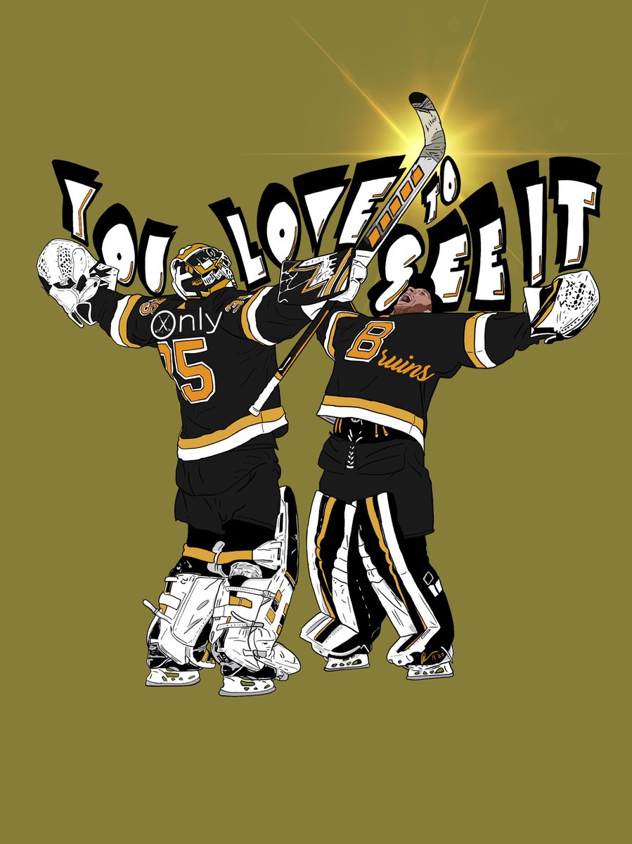 Had a blast drawing this for @OnlyBruins1. Check out their profile for merch links. #goaliehug #nhlbruins