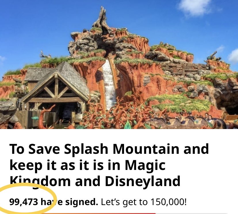 <a href="/RobertIger/">Robert Iger</a> says <a href="/Disney/">Disney</a> is committed to listening to guest feedback. Here it is. Cancel #SplashMountain re-themes in <a href="/Disneyland/">Disneyland Resort</a> &amp; <a href="/WaltDisneyWorld/">Walt Disney World</a>. Build Tiana somewhere else. 

#SaveSplashMountain
@WDWGuestService <a href="/WaltDisneyCo/">The Walt Disney Company</a> <a href="/DisneyParks/">Disney Parks</a> <a href="/GovRonDeSantis/">Ron DeSantis</a> <a href="/peopleneed2know/">Valarie Stewart</a>